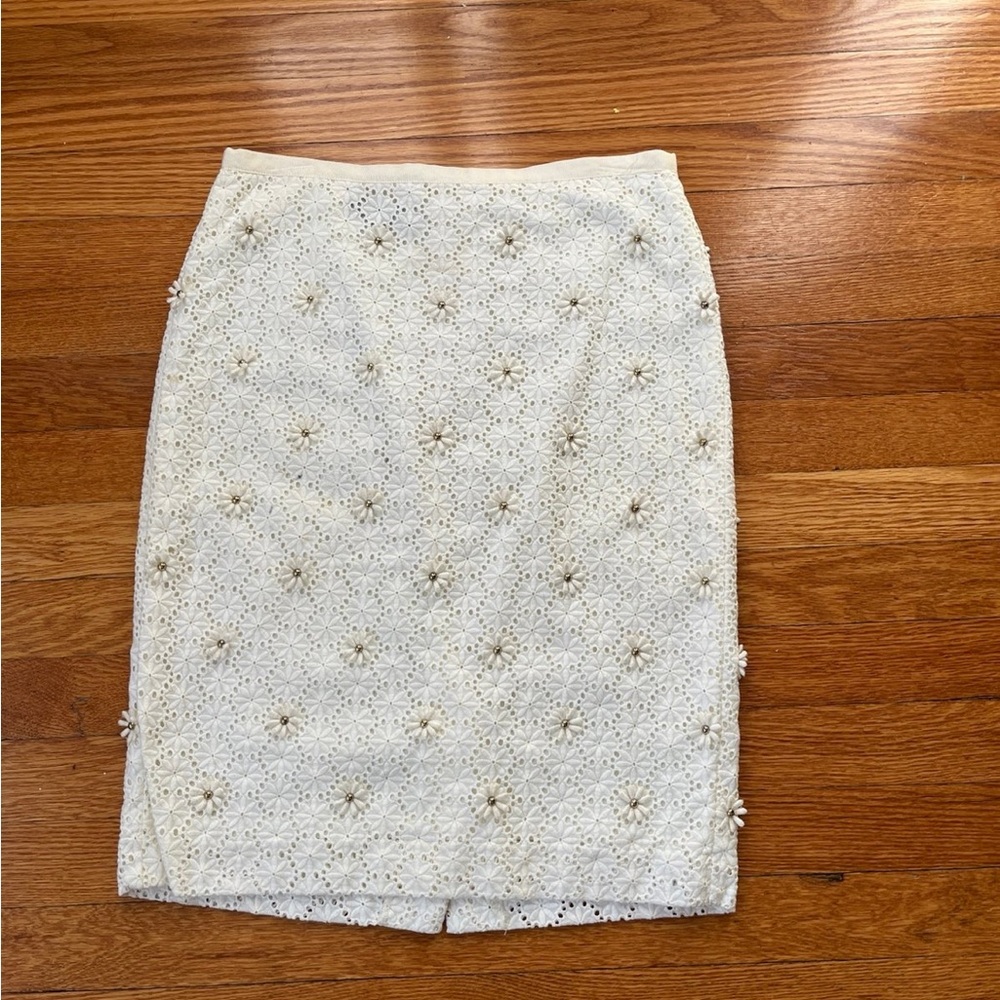 Eyelet Flower Gold Skirt Cream White Beige 2 4
